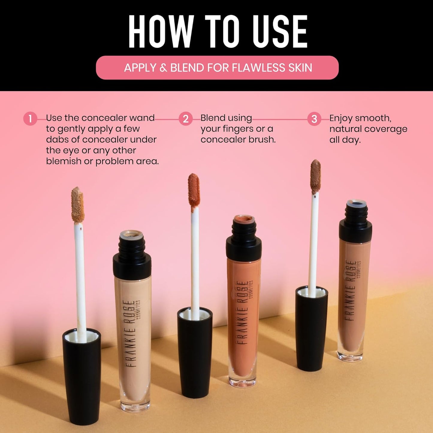 Frankie Rose Cosmetics Our Lil’ Secret Concealer - Full, Long Lasting Coverage for Dark Circles and Fine Lines - Easy to Blend - Soft, Smooth Complexion - Ginger