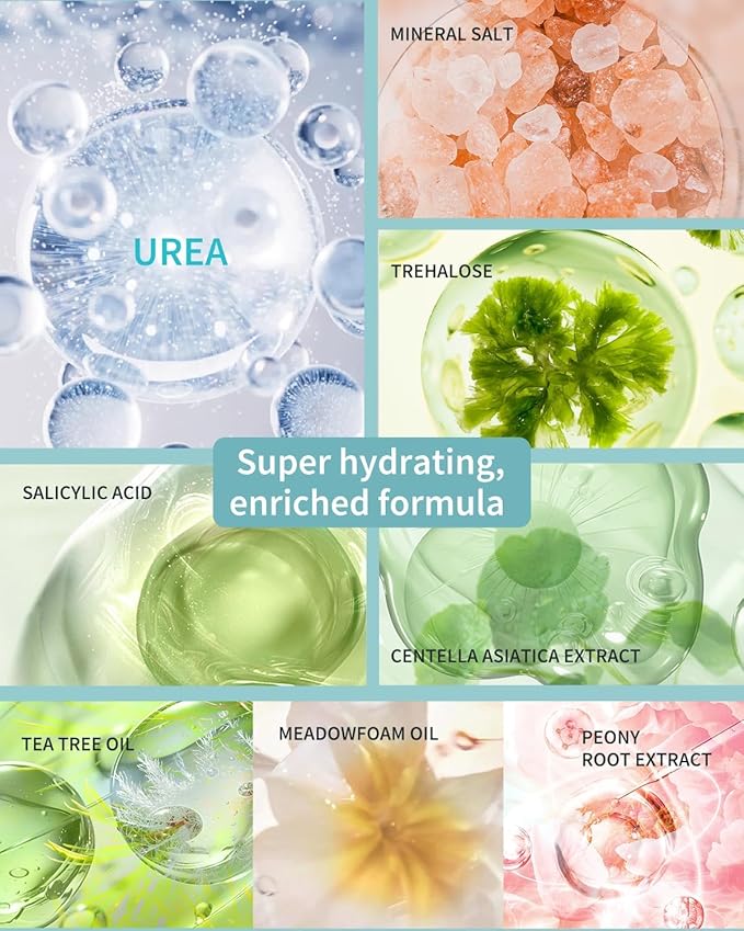 VTS Self Care Kit - Includes Moisturizing Heel Socks, Hand & Foot Oil, Salt Scrubs, Serum, Urea Cream 40 Percent - Hand Care Set, Foot Pedicure Kit for Dry Cracked Heels Feet Knees Elbows Hands