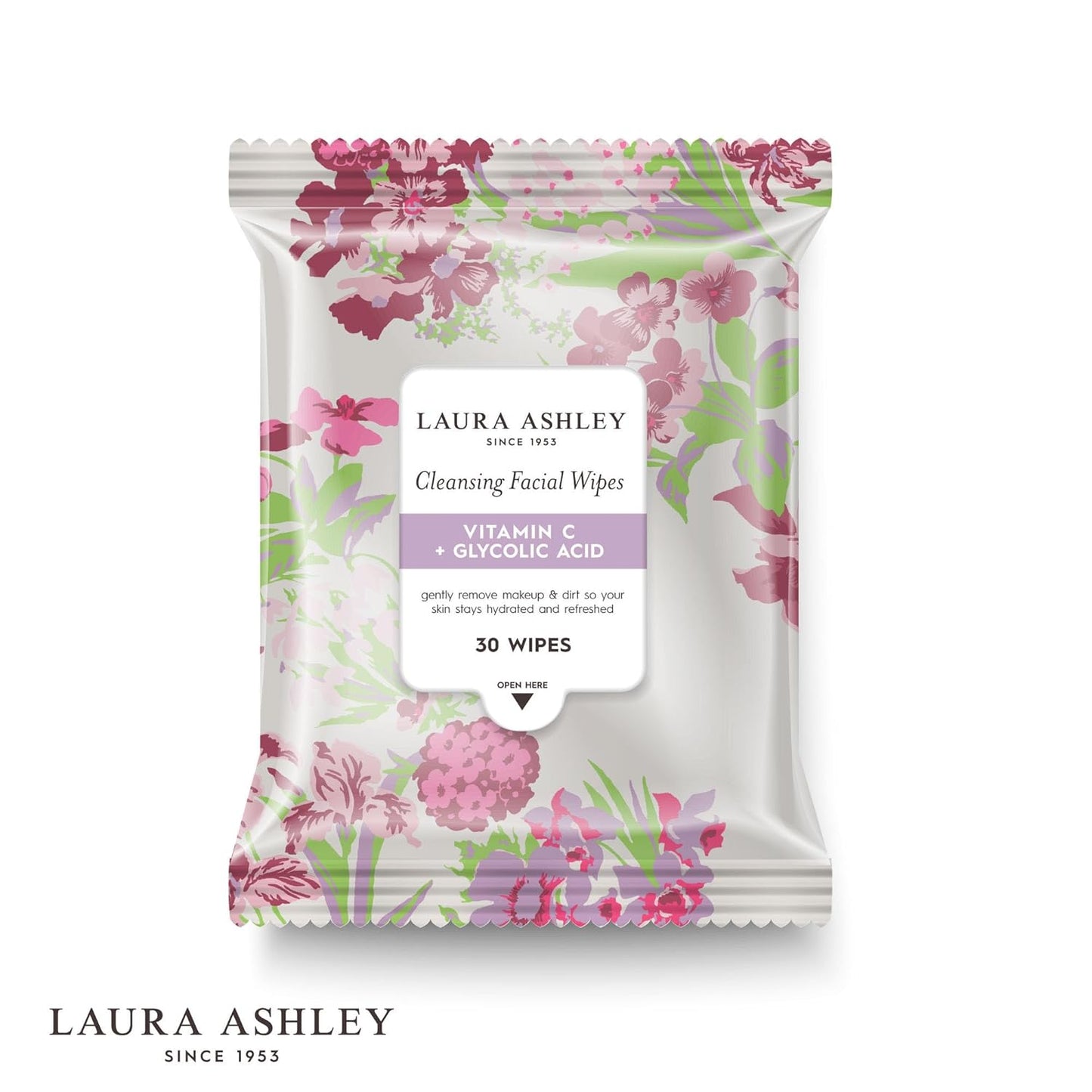Laura Ashley 4 Pack Face Wipes for Women - Cleansing Makeup Remover Wipes with Vitamin C, Retinol, Hyaluronic Acid - 120 Pcs