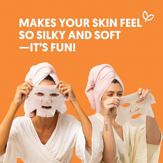 By Nature Hydrating Face Masks with Vitamin C + Collagen, Made From Bamboo Fiber from New Zealand (4 Pack)