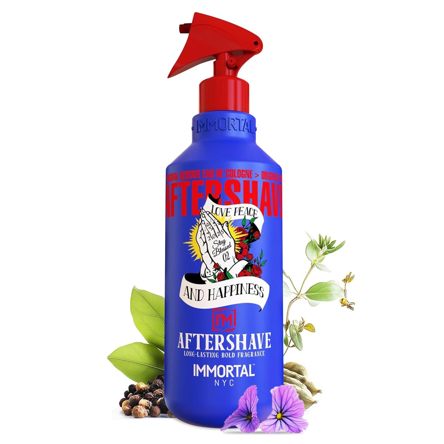 Immortal NYC Stay Blessed 02, After Shave Spray Body/Face Men's Cologne, 17 oz, Exclusive Barbers, Softens Skin, Refreshes, Disinfects and Relieves Face and Skin, Moisturizing Formula After Shaving