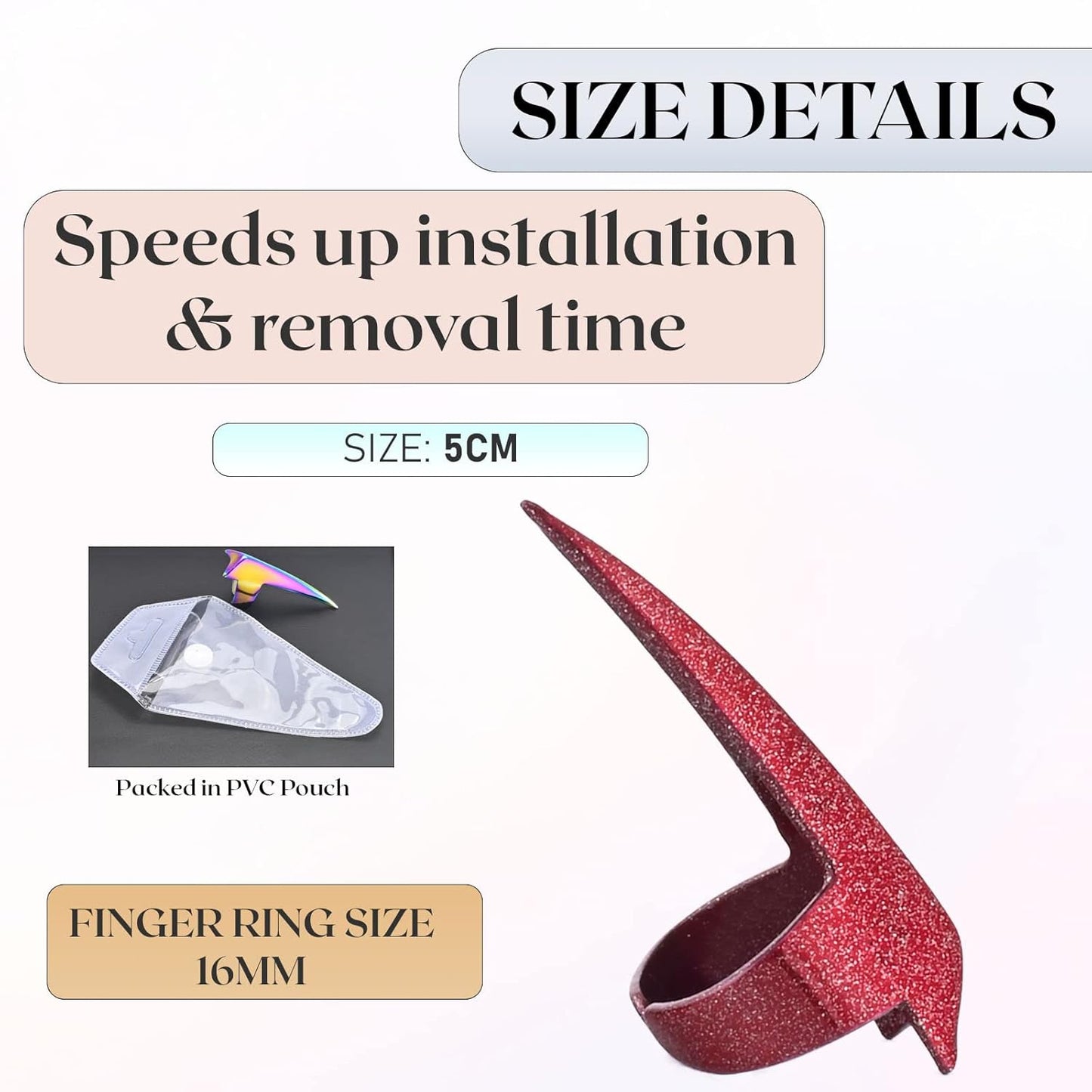 Quick Hair Braids Parting & Sectioning Rings - Stainless Steel Stitch Braid Tool Finger for Human Dreadlock Extensions Wig & Installation of Hair Extension Braiding Tools (Hot Red)