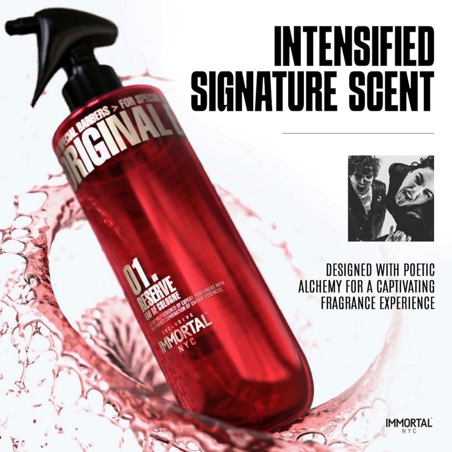 Immortal NYC Reserve 01, After Shave Spray Body/Face Men's Cologne, 17 oz, Exclusive Barbers, Softens Skin, Refreshes, Disinfects and Relieves Face and Skin, Moisturizing Formula After Shaving