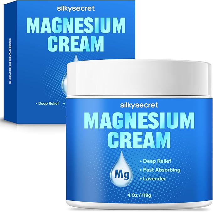Magnesium Cream (4 Oz), Nighttime Magnesium Cream, Relief and Relaxation with Lavender Scent, Calming Magnesium Body Butter for All Skin Types