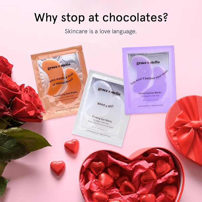 grace & stella Caffeine Under Eye Patches - Awakening Eye Patches for Puffy Eyes and Dark Circles - Under Eye Mask Patches with Niacinamide & Hyaluronic Acid - Vegan, Cruelty-Free, 24 Pairs