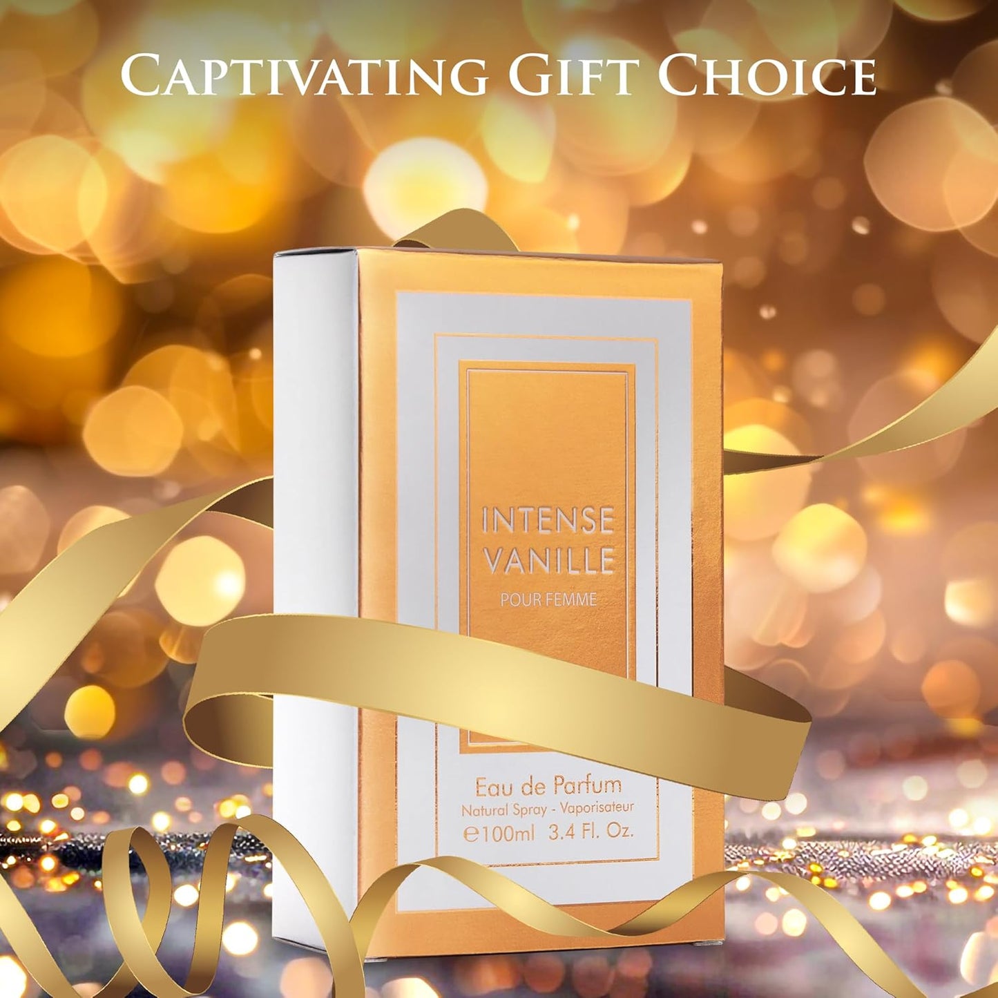 Intense Vanille for Women - Oriental Gourmand Fragrance - Top Notes of Vanilla Orchid & Jasmine Mix with Tonka Bean & Brown Sugar - Base Scents of Amber, Musk, Patchouli & Amberwood, Women Parfume