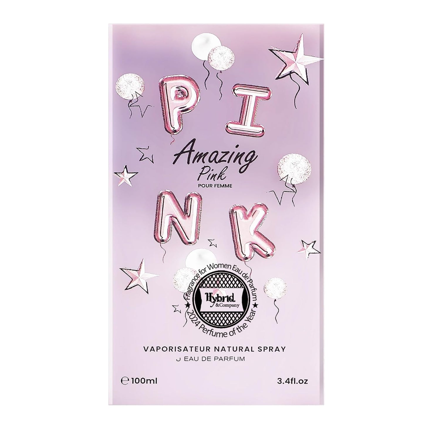 Hybrid & Company Women Amazing Pink Pour Femme Eau De Parfum Vaporisateur Natural Spray 3.4 Fl Oz
