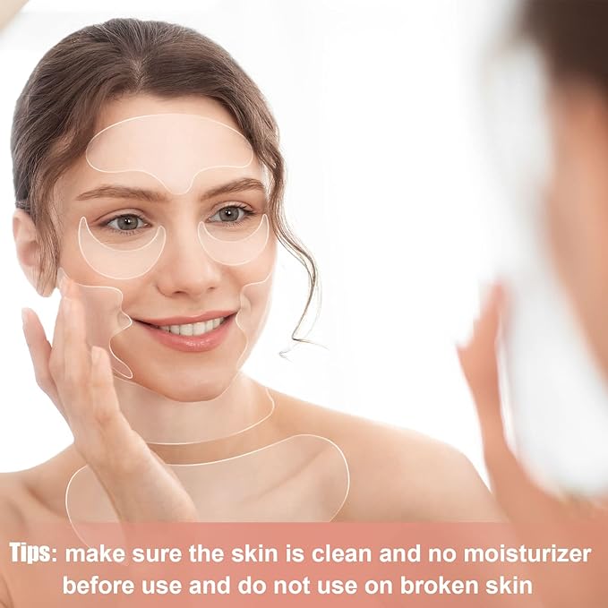 Patelai 22 Pcs Reusable Face and Forehead Wrinkles Patches Overnight Silicone Chest Neck Wrinkle Patches Pad Eyelid Lifter Strips for Face Forehead Neck Decollete Cheek Eye Pads Beauty