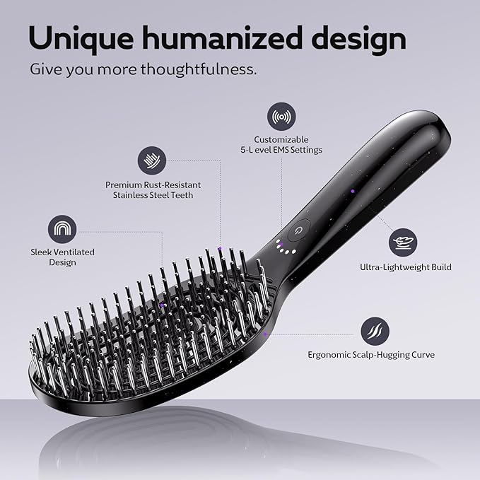 Microcurrent Massage Comb, Professional Stainless Steel Massage Comb for Hair Treatment, Advanced Scalp Care Brush with 144 Teeth for Hair Styling Promote Hair Growth, Suitable for Men & Women