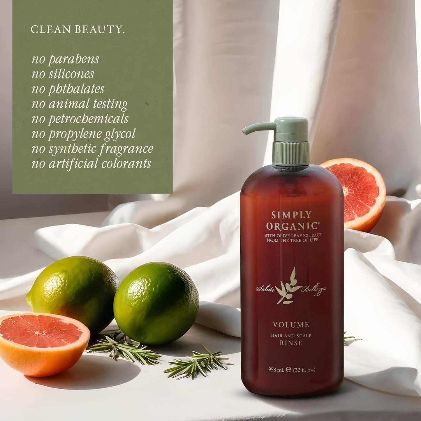 Thinning Hair Volumizing Deep Conditioner Scalp Rinse, Made in Italy, All Natural Cruelty Free Hair Care for Women & Men, Lavender, Mint, Olive Leaf Extract with Pump, 32 fl oz/958 ml, VOLUME