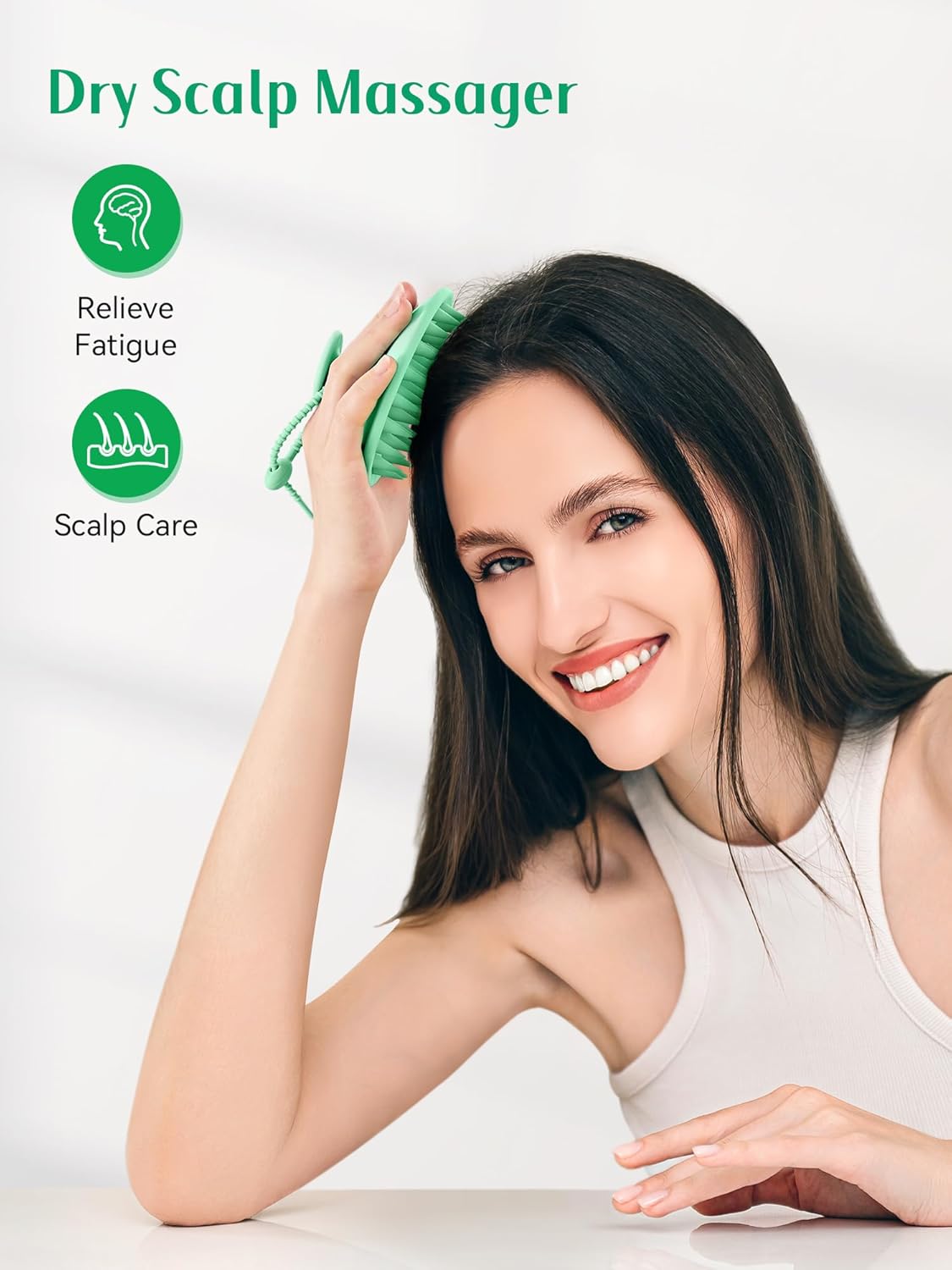 HEETA Scalp Massager Shampoo Brush with Silicone Bristles for Dandruff Removal Scalp Care & Hair Growth, Scalp Scrubber for All Hair Types, Head Massager Stress Relax, Upgraded Large Design,Green