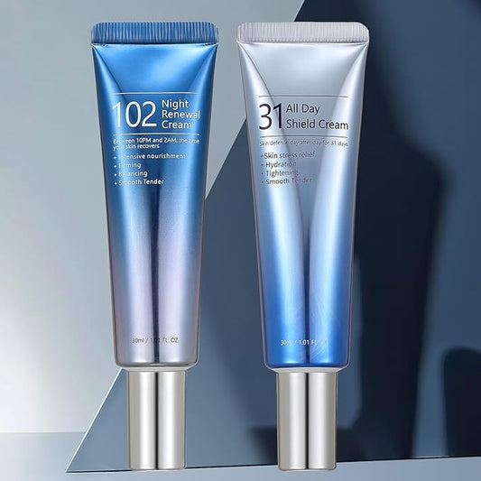2 Pack All-day & Night Skin Care Cream-31 All Days Shield Cream & 102 Night Renewal Cream-Day Protect Facial Skin From Sun And Stress And Night Friming Balancing Your Skin