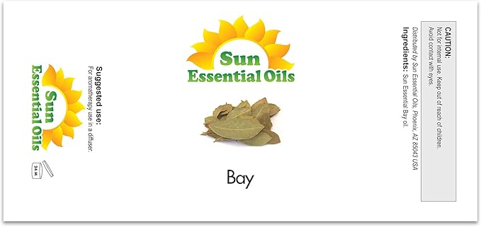 Sun Essential Oils 2oz - Bay Essential Oil - 2 Fluid Ounces - Bay Leaf Oil Essential