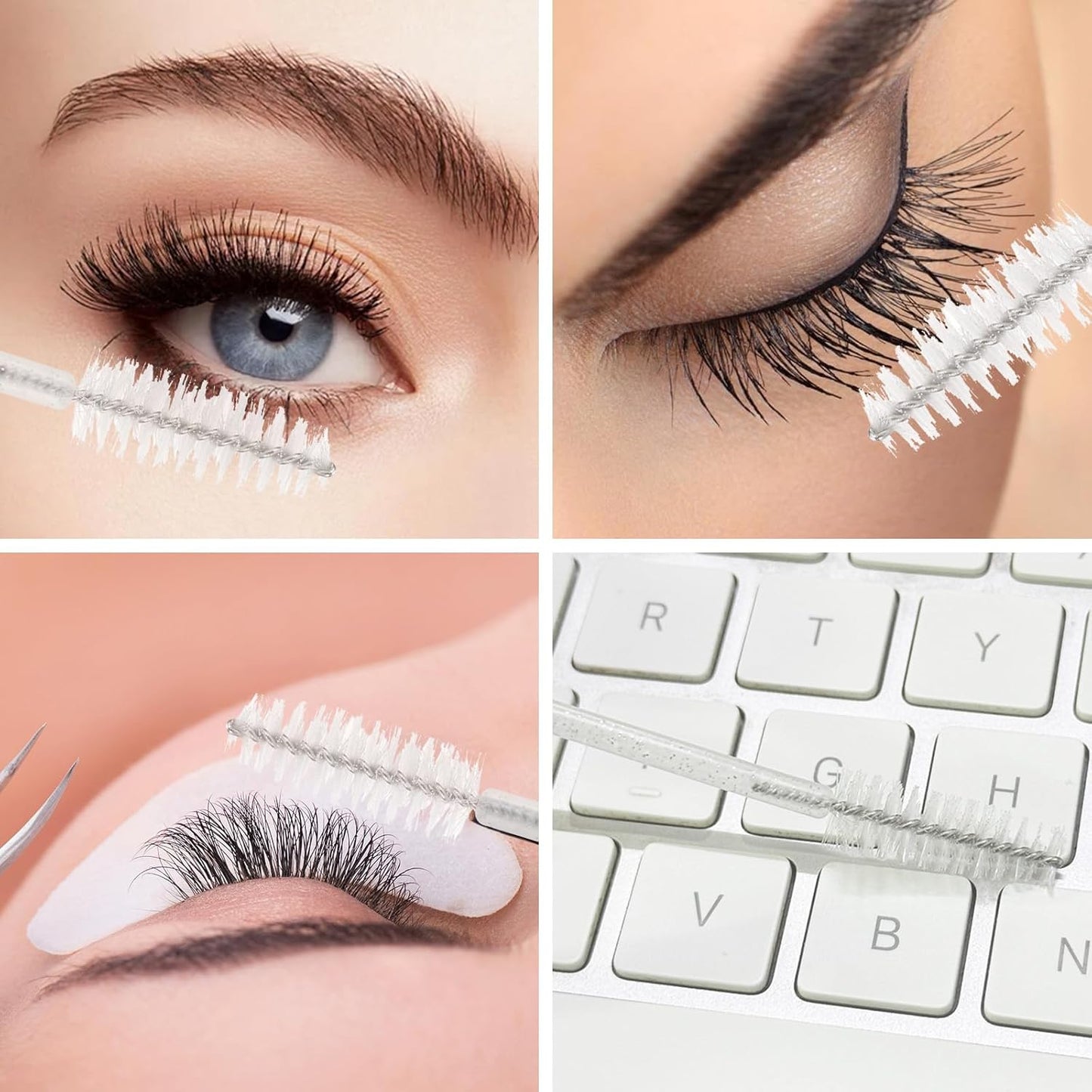 200 Pcs Disposable Mascara Wands Dual Ended Eyelash Brush Lip Brush, Lipstick Applicator Eyebrow Spoolies Brush for Eyelash Extensions - White