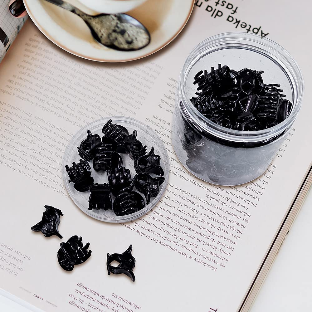50 PCS Mini Hair Claw Clips， Bangs Strong Grip Multifunction Clamp Clips. (Black)