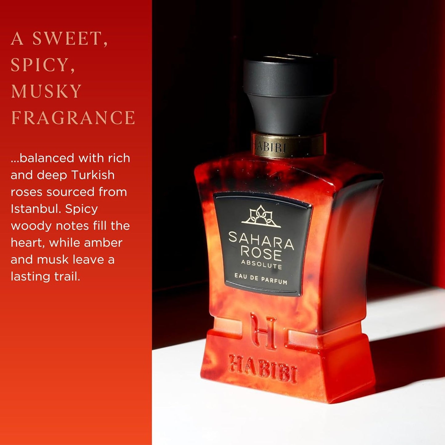 H HABIBI Sahara Rose Perfume for Men – 2.5 oz (75ML) Long Lasting Arabian Cologne, Floral Amber Woody Men Perfume, Luxury Fragrance Gift for Special Occasions