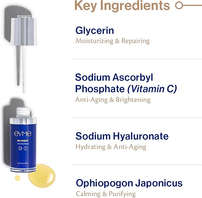 Evme Boosting Serum – Hydrating Antioxidant Serum with Sodium Hyaluronate & Vitamin C – Fragrance-Free, Dermatologist-Tested for Sensitive, Reactive Skin – Soothes, Nourishes & Maintains Skin Barrier
