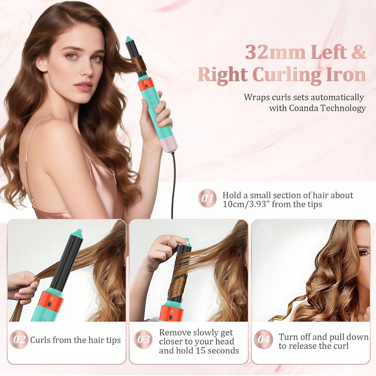 Blow Dryer Brush 6-in-1, Professional Hot Air Styler with Negative Ion, 110000RPM High-Speed Auto-Curlers Hair Styler-Fast Drying, Hot Air Brushes for Curling Volumizing Straightening No Heat Damage