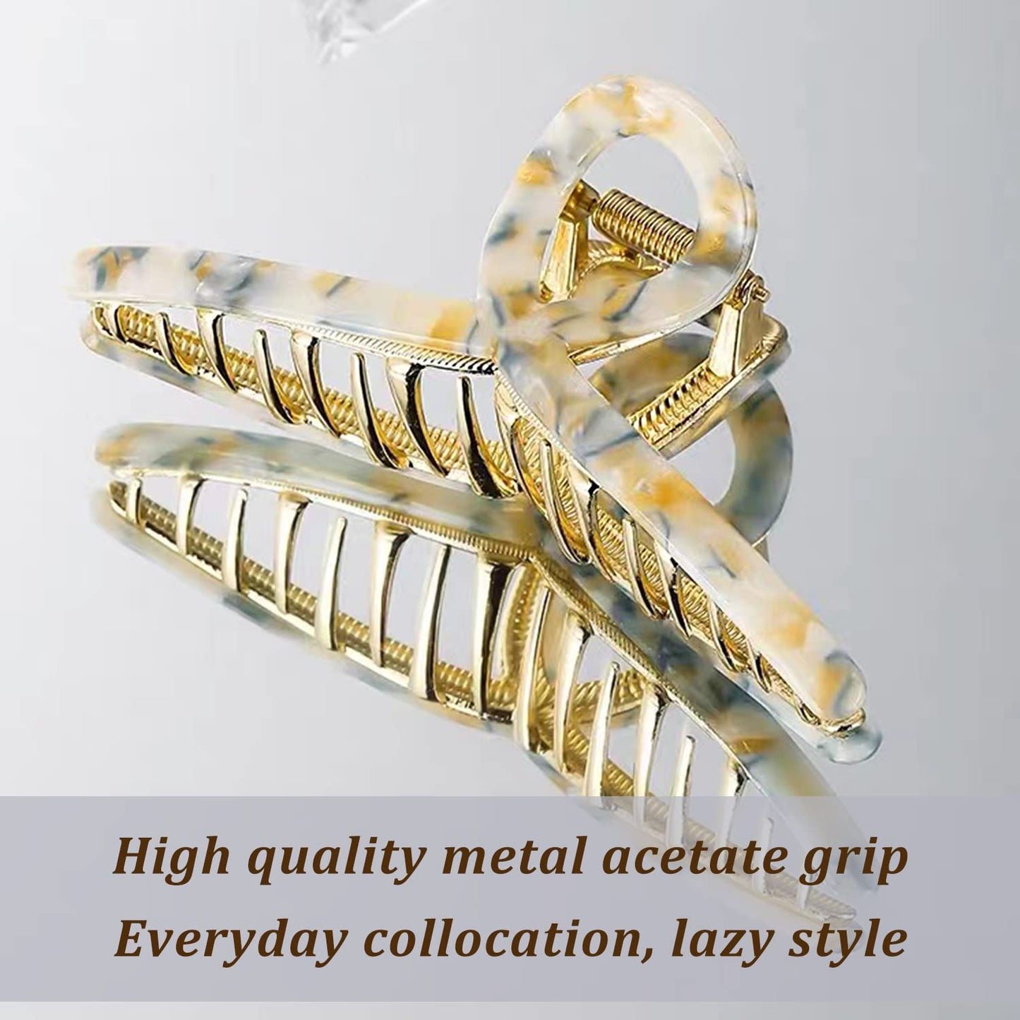 Metal Butterfly Hair Claws and Clamps for Women - Strong Hold Large Acetate Accessories for Long Thick Hair (1 Pc, Mixed Blue, 4.7")