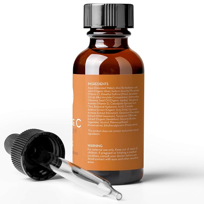 Pure Body Naturals Vitamin C Serum Dark Spot Corrector for Face, with Hyaluronic Acid and Vitamin E - Brightening Dark Spot Corrector Serum, 1 fl oz