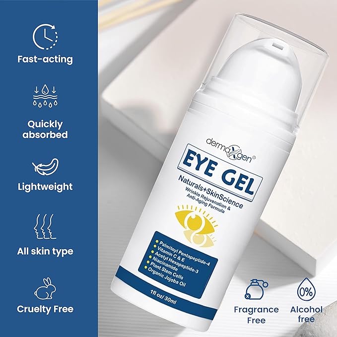 Eye Gel + Plant Stem Cells + Matrixyl 3000 + Arginine For Under And Around Eyes To Smooth Fine Lines, Eliminate Dark Circles, And De-puff Bags With Peptide Complex.