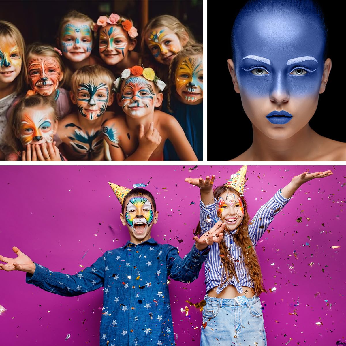 Bowitzki 30g Professional Face Paint Body Paint Water Based Face painting Makeup Safe for Kids and Adults Split Cake Single Color (Metallic Golden)