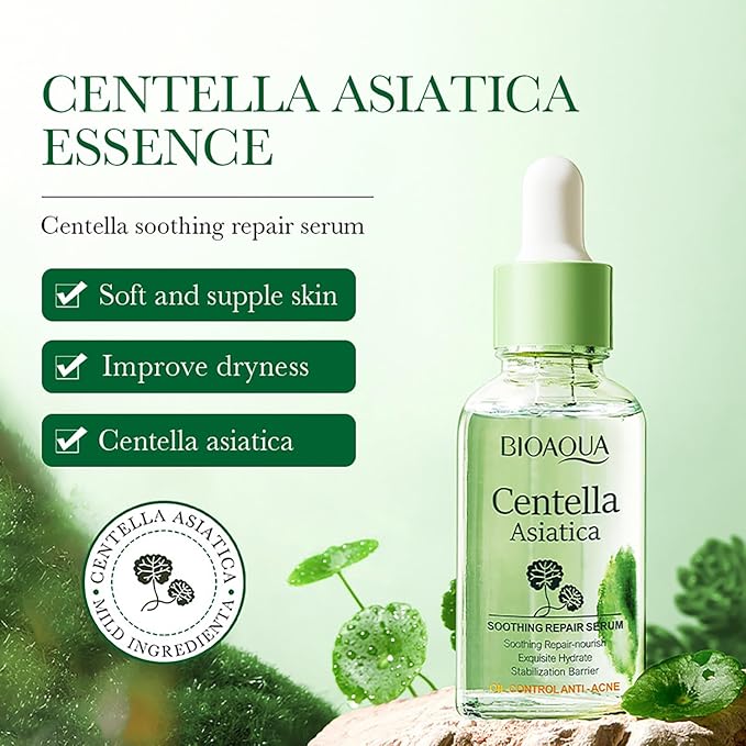 BIOAQUA Centella Asiatica Soothing Repair Facial Serum Nourish Oil Control Anti-Acne Face Skin Care 30ml / 1fl.oz