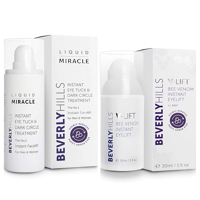 Beverly Hills V-lift Instant Eye Lift & Instant Facelift Anti Aging Eye Serum Treatment Bundle with Discount - Serum Treatment for Dark Circles, Wrinkles & Under Eyebags for Women & Men