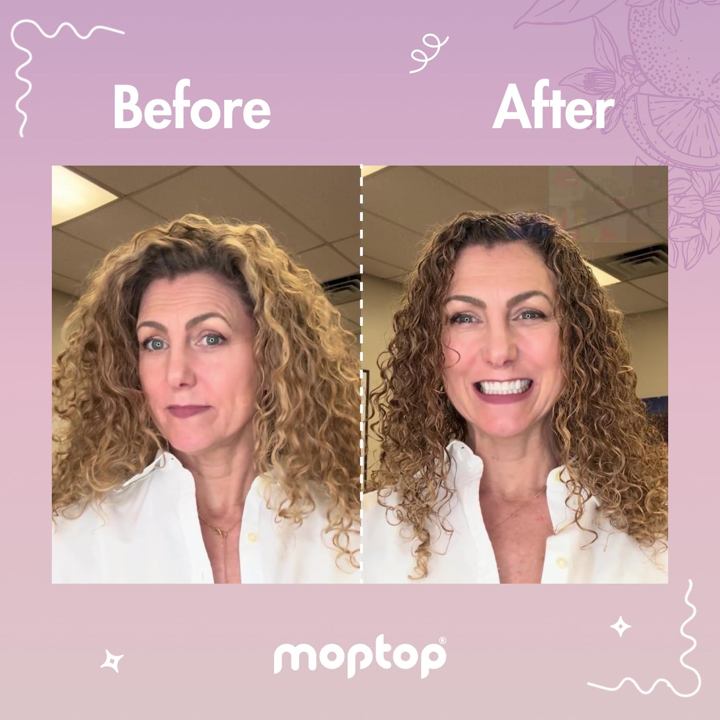 MopTop Curly Hair Routine, Gentle Shampoo + Daily Conditioner + Styling Gel for Wavy and Coily Tresses, Color Safe, Moisturizing Women's Hair Care