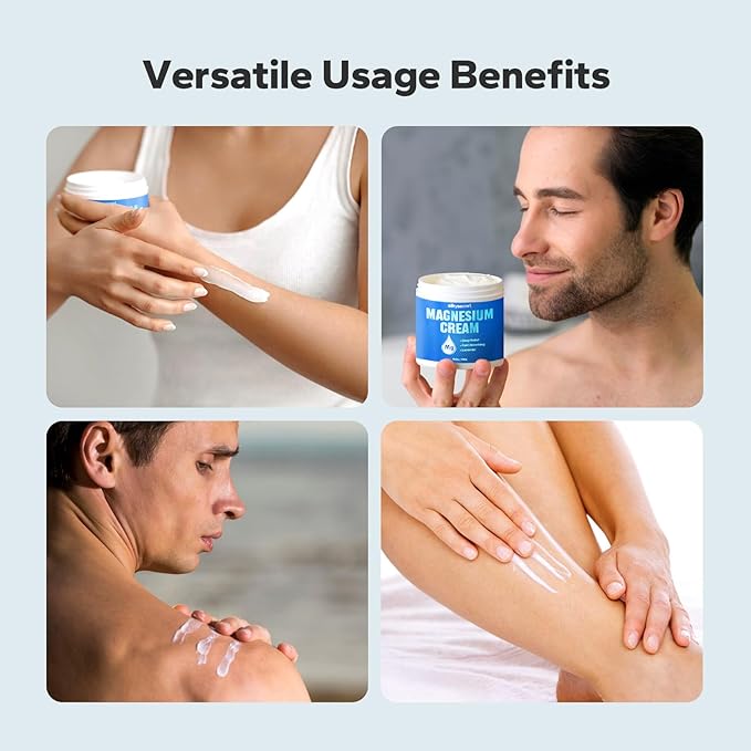 Magnesium Cream (4 Oz), Nighttime Magnesium Cream, Relief and Relaxation with Lavender Scent, Calming Magnesium Body Butter for All Skin Types