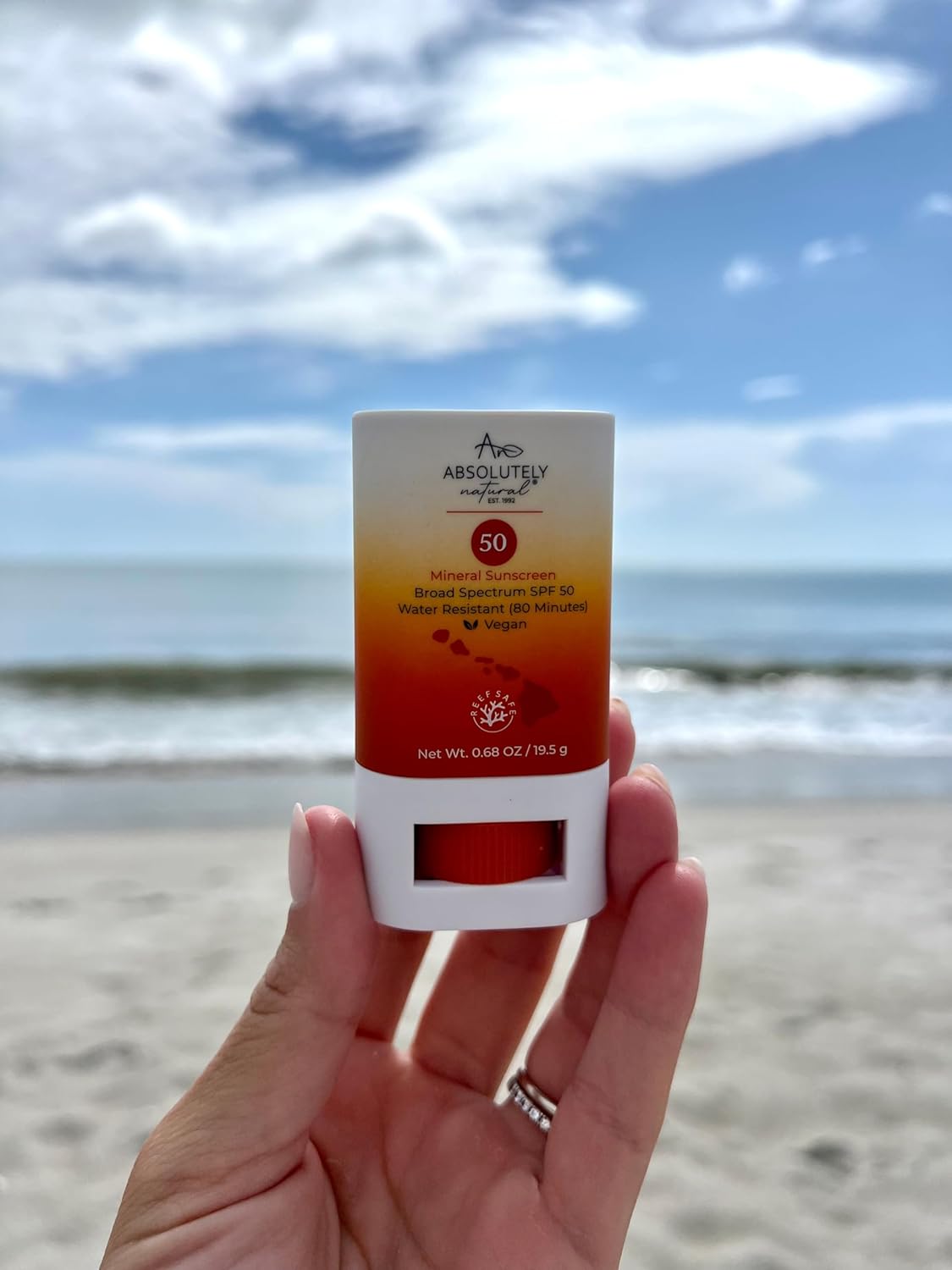 Absolutely Natural SPF 50 Mineral Sunscreen Stick with Rose Hips Oil, Cruelty Free and Reef Safe, Vegan Blend for Face and Body, Made in USA