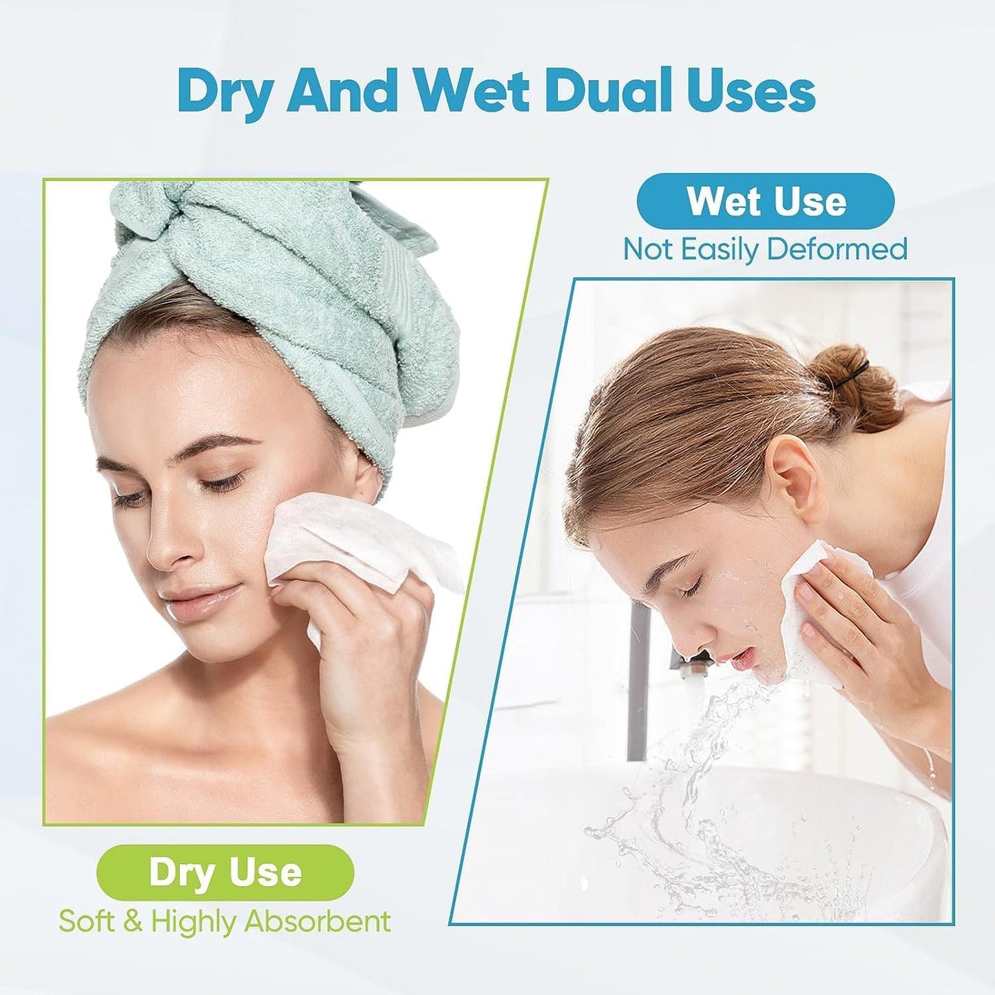 AIDEA Face Towels Disposable-200Ct (4 Box), Clean Facial Towels, Facial Cleansing Wipes for Sensitive Skin, Face Towelettes for Makeup Removing, Nursing, Travel, Dry Wipes