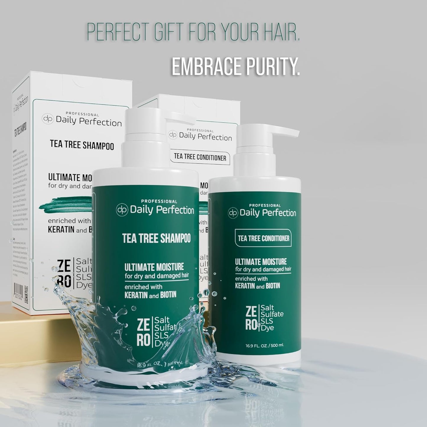 (dp) Tea Tree Shampoo & Conditioner – Hydrate & Soothe Dry Scalp and Hair – Clean + Salon-Grade Formula with Biotin & Keratin