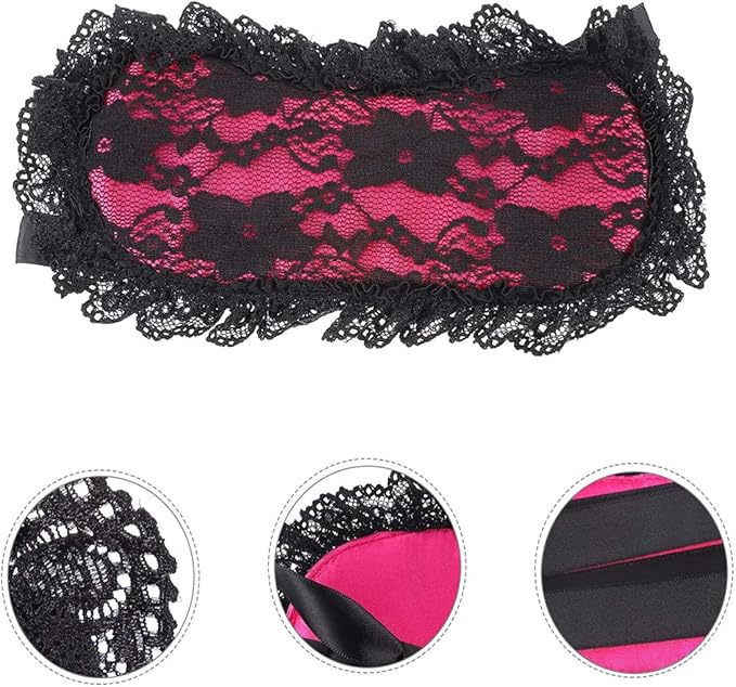 Soft Lace Eye Mask Party Ribbon Accessories, Eye Mask Comfortable Sleep Mask Can Be Adjusted to Shading Eyes, Travel,Home,Meditation,Shift Work (Rose Red)