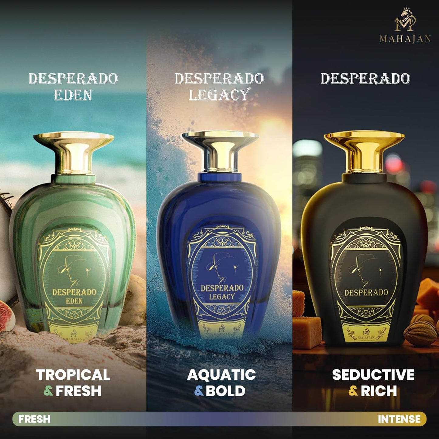 Mahajan Desperado Legacy Eau de Parfum – Ocean Fresh & Addictively Sweet Salted Citrus Cologne – Powerful Head-Turning Long-Lasting Luxury Pefume for Men (3.4 oz)