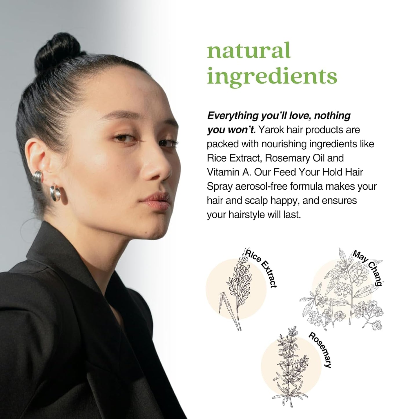 Yarok - Feed Your Hold Hair Spray - Style, Volumize & Moisturize - Natural Medium Hold Hair Spray - Non-Sticky, Aerosol Free Formula - 100% Vegan - Gluten, Sulfate, Paraben & Cruelty Free - 8oz