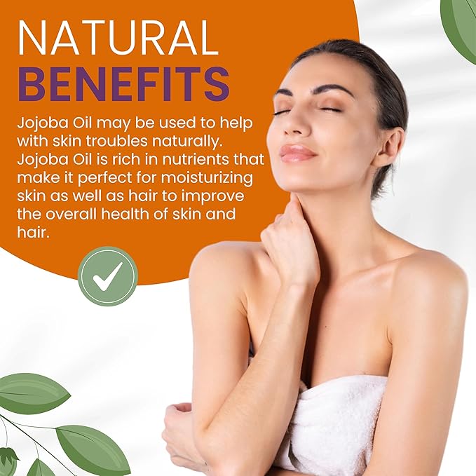 cocojojo Jojoba Oil Organic, Jojoba Oil for Hair Growth, Jojoba Oil for Skin, Jojoba Oil for Face, 100% Pure Natural, Cold Pressed, Deep Moisturizing Anti-Aging, Essential Oils - 32 Fl Oz