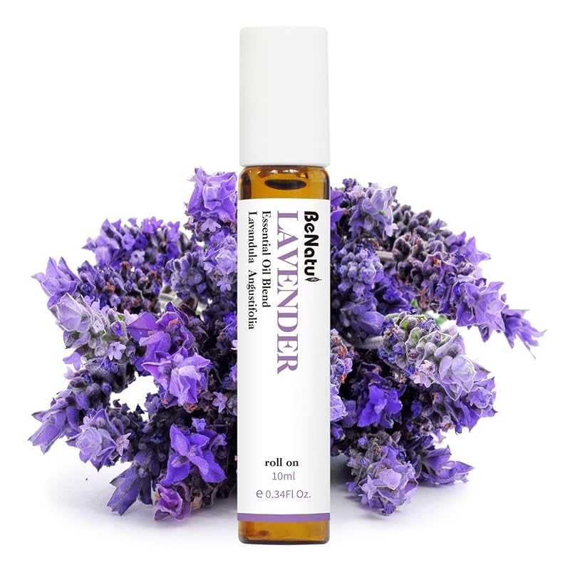 Benatu Lavender Essential Oil Roll On, Pre-Diluted Natural Aromatherapy Blend Travel Size Roller for Skin Care, Hair, Body Topical Massage - Soothe, Calm, Relax 10ml