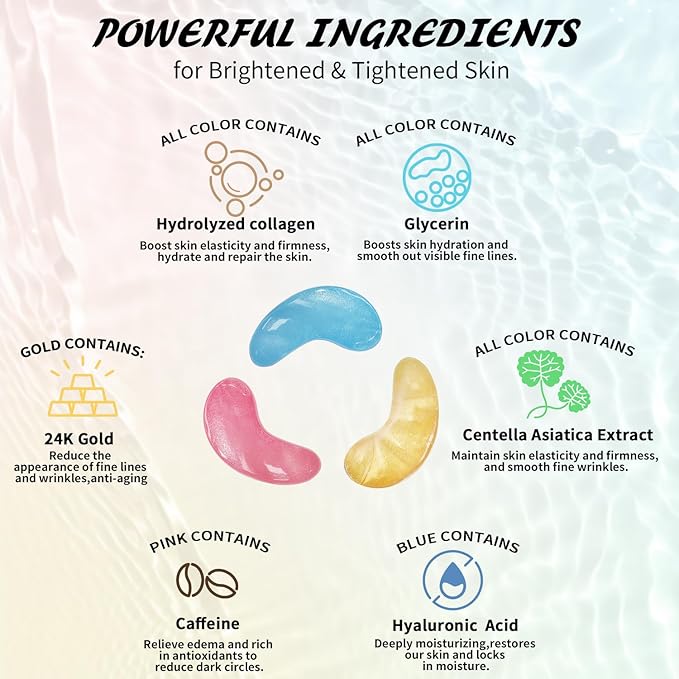 24k Gold Under Eye Patches & 3 in 1 Eye Masks Gift Set, Collagen Eye Patches for Dark Circles Undereye Bags Wrinkles and Puffiness, Eye Skin Care Gift for Her