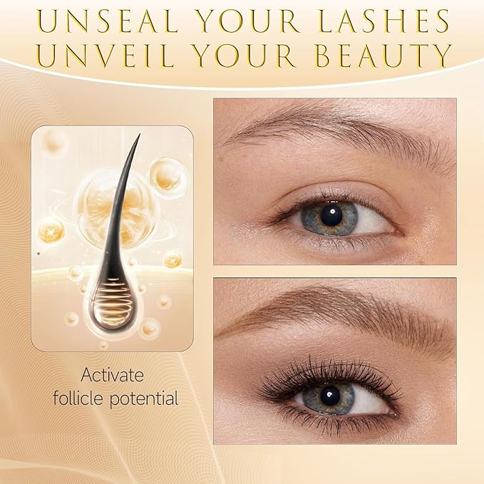 Natural Eyelash Growth Serum with 15 Plant Extracts, Lash Enhancement Formula
