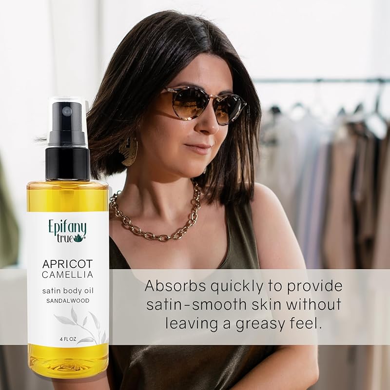 Apricot & Camellia Body Oil 4oz Wellness Self-Care Gift Set, 4 Pieces, Natural, Scented Coconut Soy Candle 4oz, Calendula Lip Balm 0.15 oz, Just Breathe Essential Oil Roll-On 0.33oz