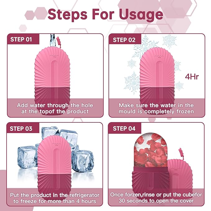 Ice Face Roller, Ice Cube Roller for Face，Facial Beauty Ice Roller Skin Care Tools,De-Puff Eye Bags, Reduce Migraine Pain（Red）