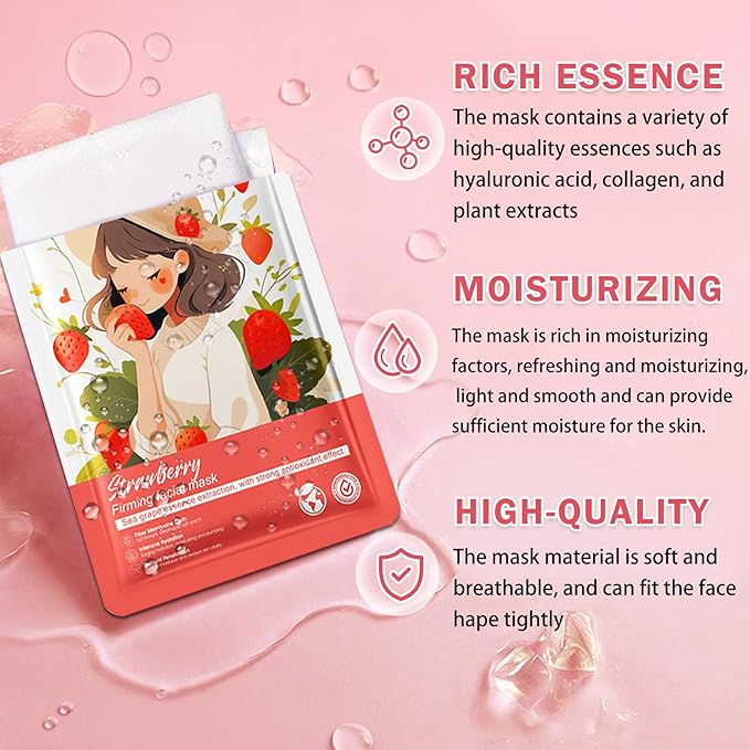 Facial Masks for Women Skin Care,10 Pack Kids Face Masks Spa,Hydraiting Hyaluronic Acid Face Mask Set for Girls,Natural Ingredients Mascarillas Faciales Para Niñas
