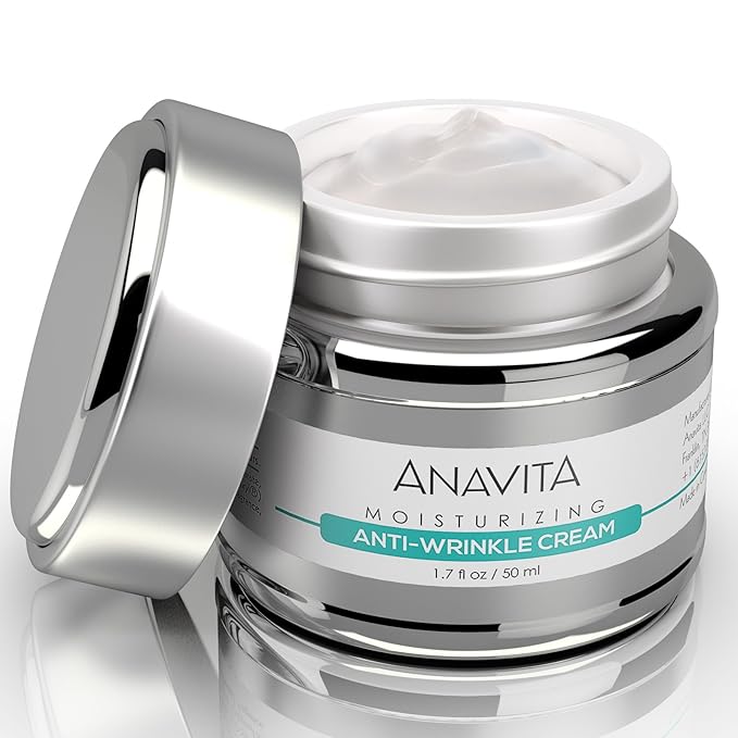 Anavita Moisturizing Anti Wrinkle Anti Aging Cream W/Peptide & Hyaluronic Acid - Day Night - Facial Fine Lines Wrinkles Elasticity Skin Tone - Face Neck Decollete Moisturizer for Women Men 1.7 fl oz