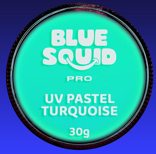 Blue Squid Face Paint Water Based Single Cake Professional Face & Body Paint - Water Activated, Kids Adults Face Painting for Costume, Halloween Makeup, Cosplay - UV Pastel Turquoise Face Paint 30g