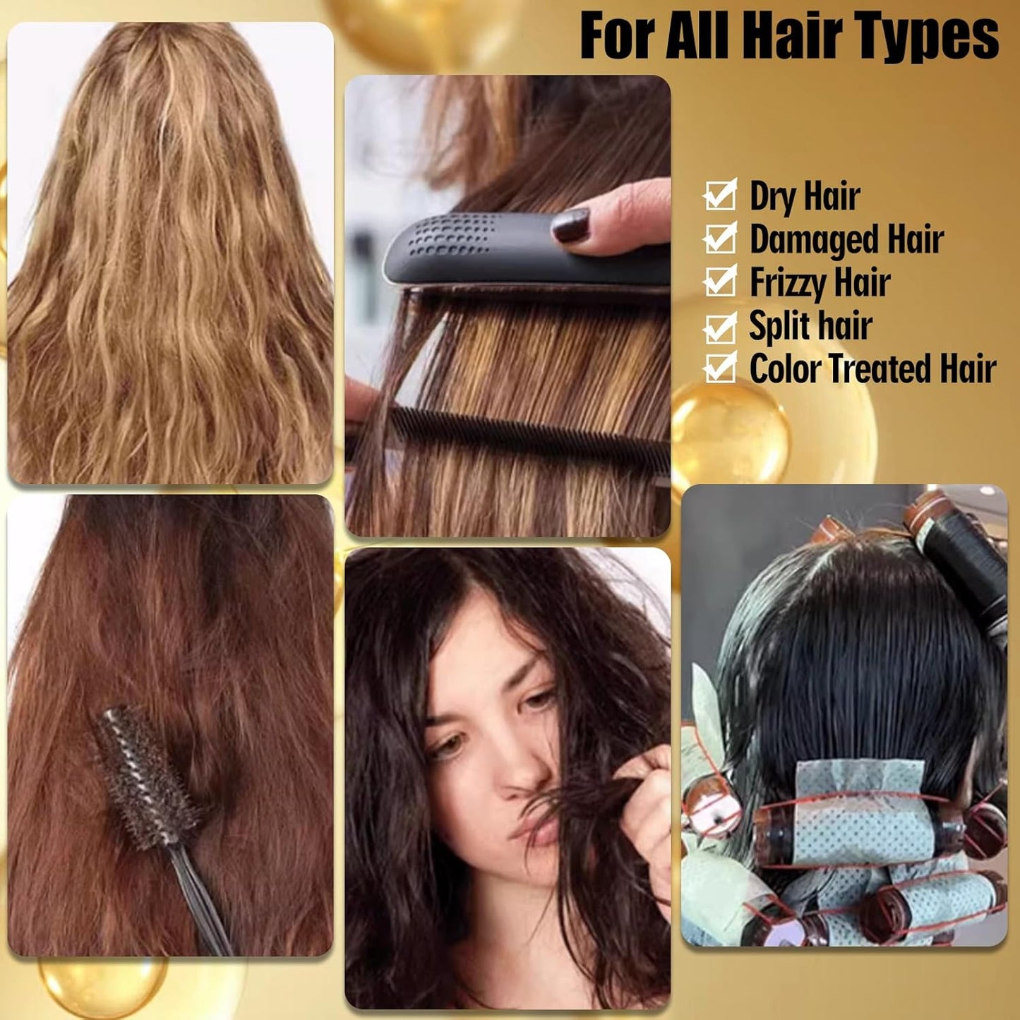 Keratin Hair Treatment Serum,Hair Oil Treatment for Dry Damaged Hair,Hair Oil Capsules with Keratin,Argan Oil-Leave-in Anti Frizz Conditioner with Vitamins A, C, E & B5- No Rinse for All Hair Types