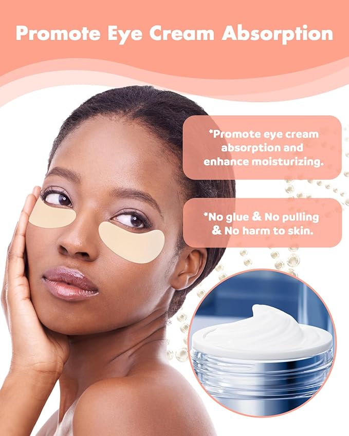 Reusable Eye and Smile Line Patches - 4 Pairs Silicone Under Eye Patches and Nasolabial Folds Patches, Reusable Eye Mask, Silicone Wrinkle Patches, No Adhesive, with Metal Eye Massager, Tin Case