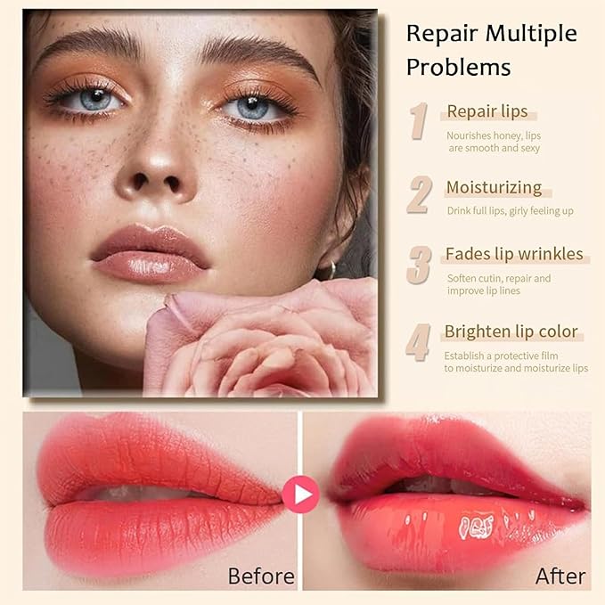 5PCS Bee Lip Balm Honey Pot，Mint&Juicy Peach&Watermelon&Cherry&Apple&Coconut Lip Mask Overnight Propolis Moisturizing Lip Balm Hydrating Prevention Dry and Crack Lip Scrubs Exfoliator Lip Wrinkle Care