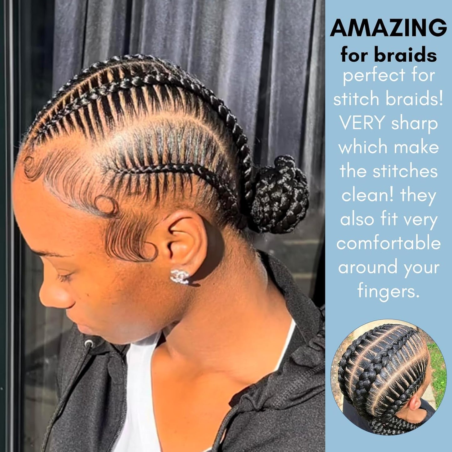 Quick Braid Aid Finger Parting & Sectioning Rings Set - Stainless Steel Stitch Braiding Tools for Durable Dreadlocks, Wig & Human Hair Loc Extensions Beader Tool (Blue Set)