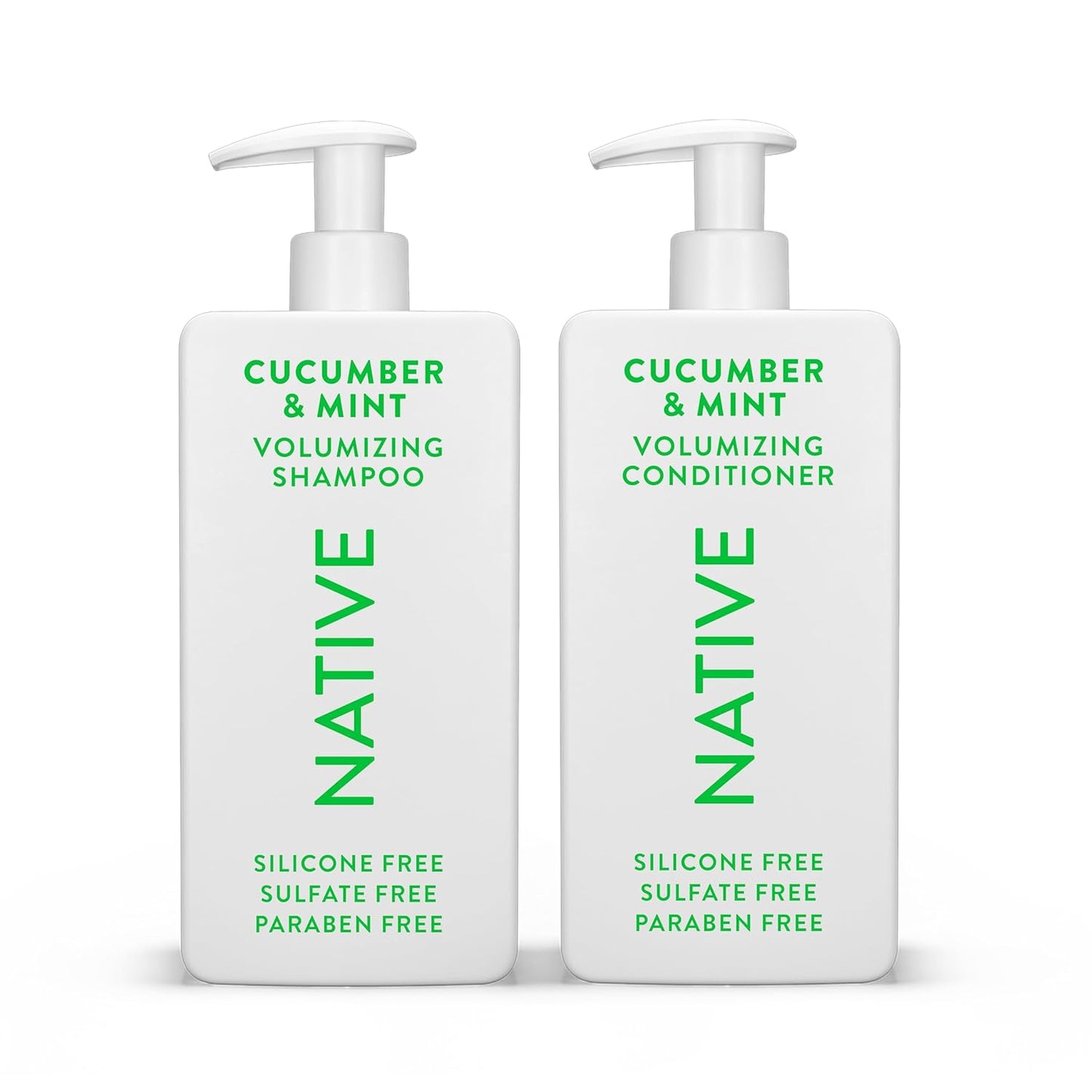 Native Shampoo and Conditioner Contain Naturally Derived Ingredients | All Hair Type Color & Treated From Fine to Dry Damaged, Sulfate & Dye Free - Cucumber & Mint, 16.5 fl oz each (2 pack)